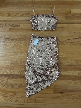 Emory Park Gold Sequin Top and Skirt Set